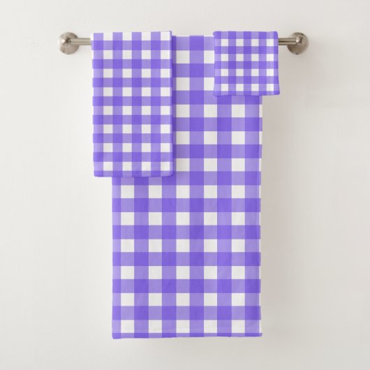 Periwinkle en witte gingham bad handdoek (Insitu)