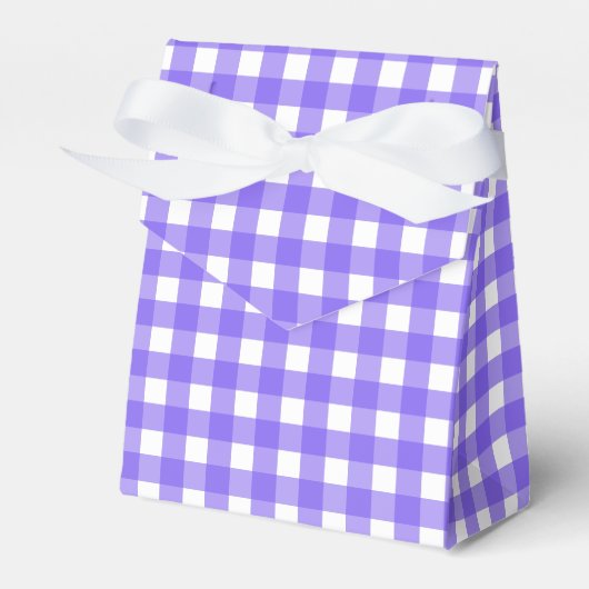 Periwinkle en witte gingham bedankdoosjes (Voorkant Zijde)
