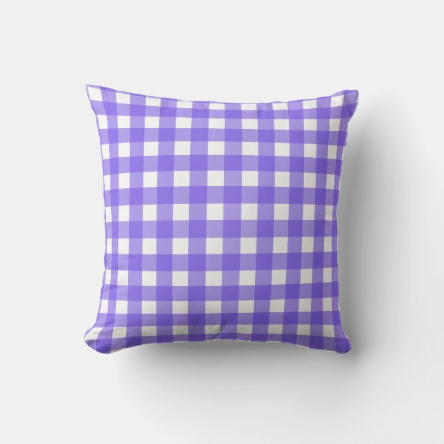 Periwinkle en witte gingham kussen (Voorkant)