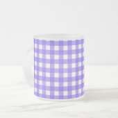 Periwinkle en witte gingham matglas koffiemok (Voorkant links)