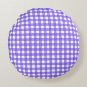 Periwinkle en witte gingham rond kussen