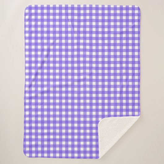 Periwinkle en witte gingham sherpa deken (Voorkant)