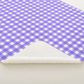 Periwinkle en witte gingham sherpa deken (3/4)
