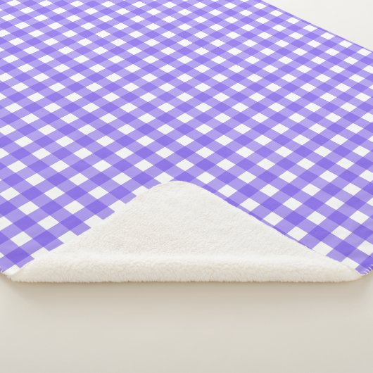 Periwinkle en witte gingham sherpa deken (3/4)