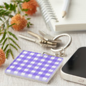 Periwinkle en witte gingham sleutelhanger (Voorkant Rechts)