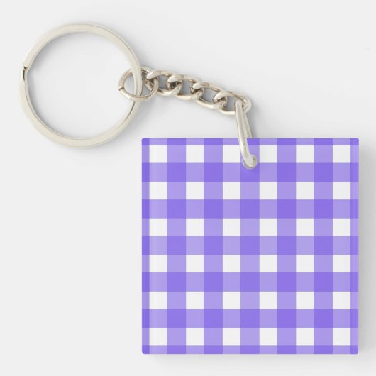 Periwinkle en witte gingham sleutelhanger (Voorkant)