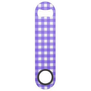 Periwinkle en witte gingham speed flessenopener