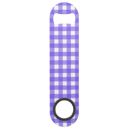 Periwinkle en witte gingham speed flessenopener (Voorkant)