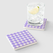 Periwinkle en witte gingham stenen onderzetter (Zijkant)