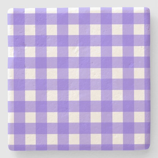 Periwinkle en witte gingham stenen onderzetter (Voorkant)