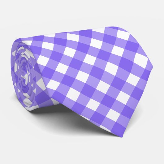 Periwinkle en witte gingham stropdas (Opgerold)