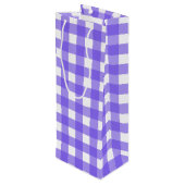 Periwinkle en witte gingham wijn cadeautas (Achterkant Gekanteld)