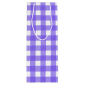 Periwinkle en witte gingham wijn cadeautas (Achterkant)