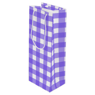 Periwinkle en witte gingham wijn cadeautas