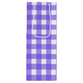 Periwinkle en witte gingham wijn cadeautas (Voorkant)
