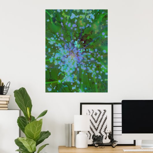 Periwinkle Explosion Holographic Abstract Art Poster (Thuiskantoor)