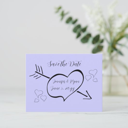 Periwinkle Fancy Calligrafie Hartelijk sparen de D Briefkaart (Staand voorkant)