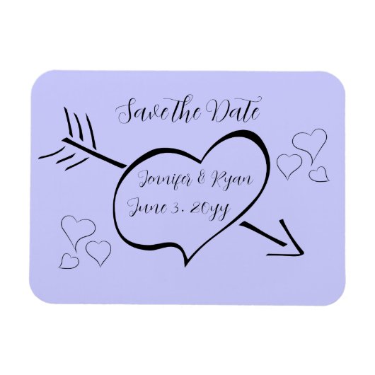 Periwinkle Fancy Calligrafie Hartelijk sparen de D Magneet (Horizontaal)