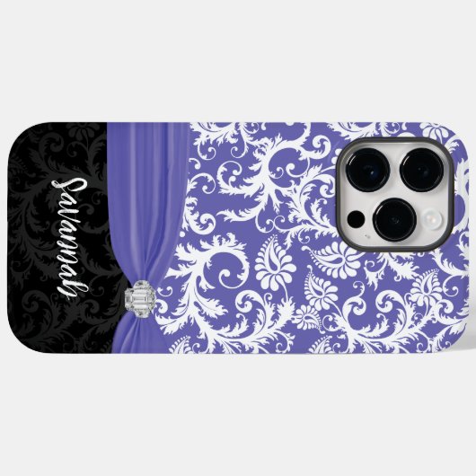 Periwinkle Faux Diamond Damask iPhone Case-Mate iPhone Case (Achterkant (horizontaal))
