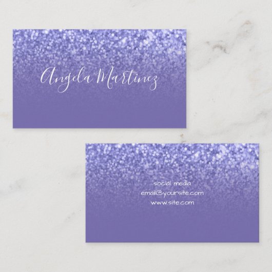 Periwinkle Faux Glitter Ombre Glam Visitekaartje (Voorkant / Achterkant)