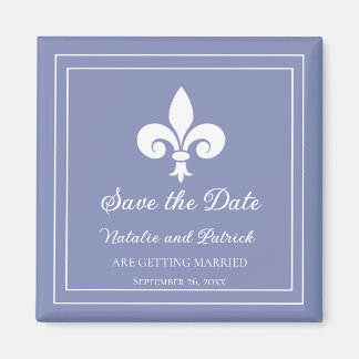 Periwinkle Fleur de Lis Save the Date Magnet