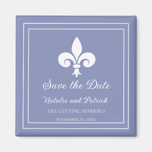 Periwinkle Fleur de Lis Save the Date Magnet (Voorkant)