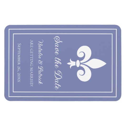 Periwinkle Fleur de Lis Save the Date Magnet Magneet (Horizontaal)