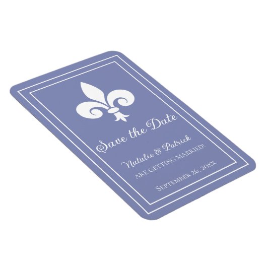 Periwinkle Fleur de Lis Save the Date Magnet Magneet (Rechterzijde)