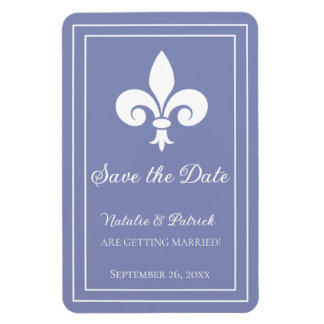 Periwinkle Fleur de Lis Save the Date Magnet Magneet