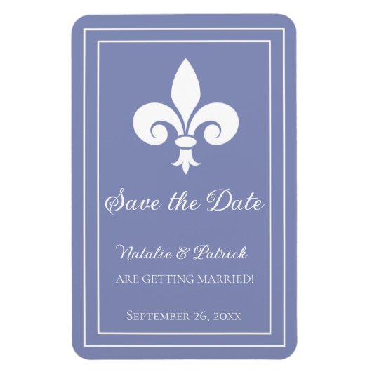 Periwinkle Fleur de Lis Save the Date Magnet Magneet (Verticaal)