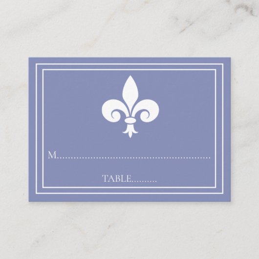 Periwinkle Fleur de Lis Wedding Place Cards Plaatskaartje (Voorkant)