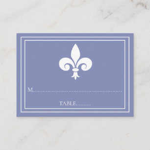 Periwinkle Fleur de Lis Wedding Place Cards Plaatskaartje