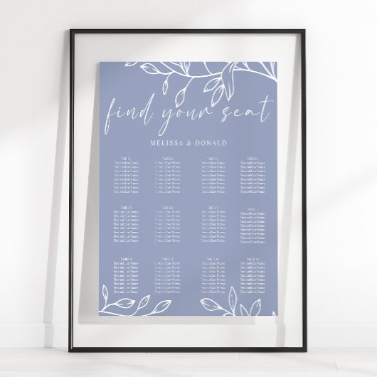 Periwinkle Flo Eenvoudige Huwelijkszitgrafiek Poster