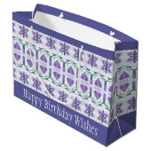 Periwinkle Floral Accented Groot Cadeauzakje (Achterkant Gekanteld)