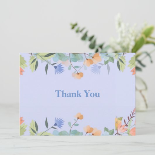 Periwinkle Floral Bedankkaart (Staand voorkant)