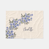 Periwinkle Floral Blooms Moderne aangepaste naam Fleece Deken (Voorkant (Horizontaal))
