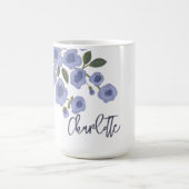Periwinkle Floral Blooms Moderne aangepaste naam Koffiemok (Center)