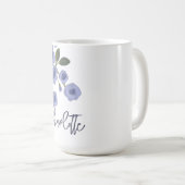 Periwinkle Floral Blooms Moderne aangepaste naam Koffiemok (Voorkant rechts)