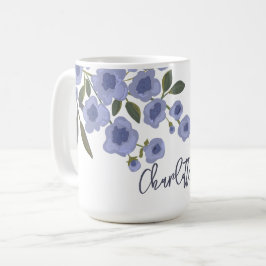 Periwinkle Floral Blooms Moderne aangepaste naam Koffiemok