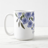 Periwinkle Floral Blooms Moderne aangepaste naam Koffiemok (Links)