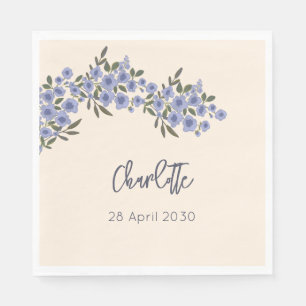Periwinkle Floral Blooms Moderne aangepaste naam Servet