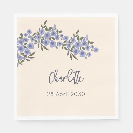 Periwinkle Floral Blooms Moderne aangepaste naam Servet (Voorkant)