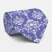 Periwinkle Floral Damask Pattern Groomsmen Wedding Stropdas (Opgerold)