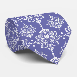Periwinkle Floral Damask Pattern Groomsmen Wedding Stropdas