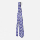 Periwinkle Floral Damask Pattern Groomsmen Wedding Stropdas (Achterkant)
