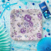 "Periwinkle Floral Design" Bord papier (Feest)