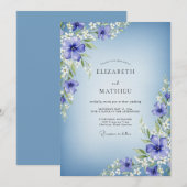 Periwinkle Floral Enchantment Wedding Kaart (Voorkant / Achterkant)