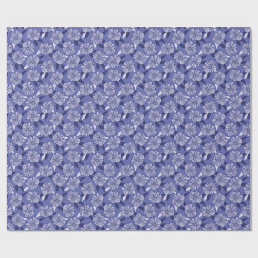 Periwinkle Floral Line Art Cadeaupapier (Vlak)