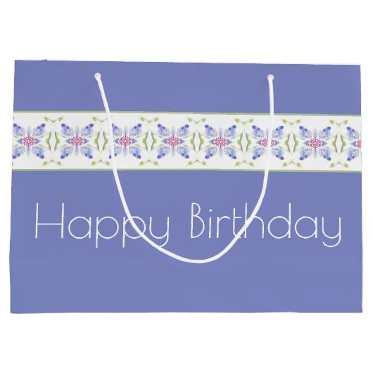 Periwinkle Floral Modern Groot Cadeauzakje (Achterkant)