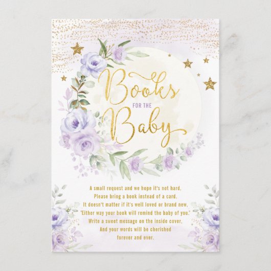 Periwinkle Floral Moon & Stars Books for Baby Girl Informatiekaartje (Voorkant)